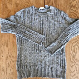 Hillard & Hanson Cable Knit 4% Cashmere Medium Gray Sweater Cableknit Pullover